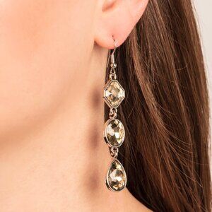 Paparazzi Jewelry Accessories -Reflective Rhinestones - Brown Earrings - Vintage